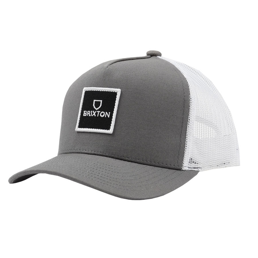 Brixton Alpha Block X C Medium Profile Mesh Cap Pebble/White