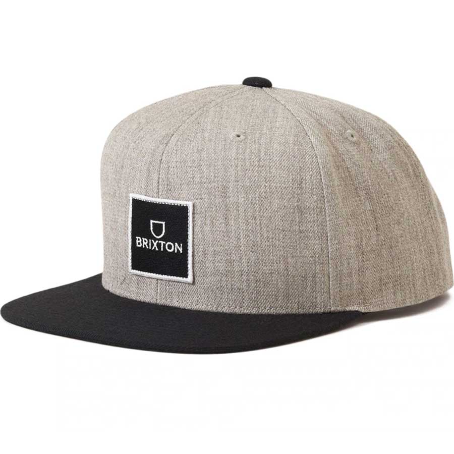 Brixton Alpha Square Medium Profile Snapback - Heather Grey/Black