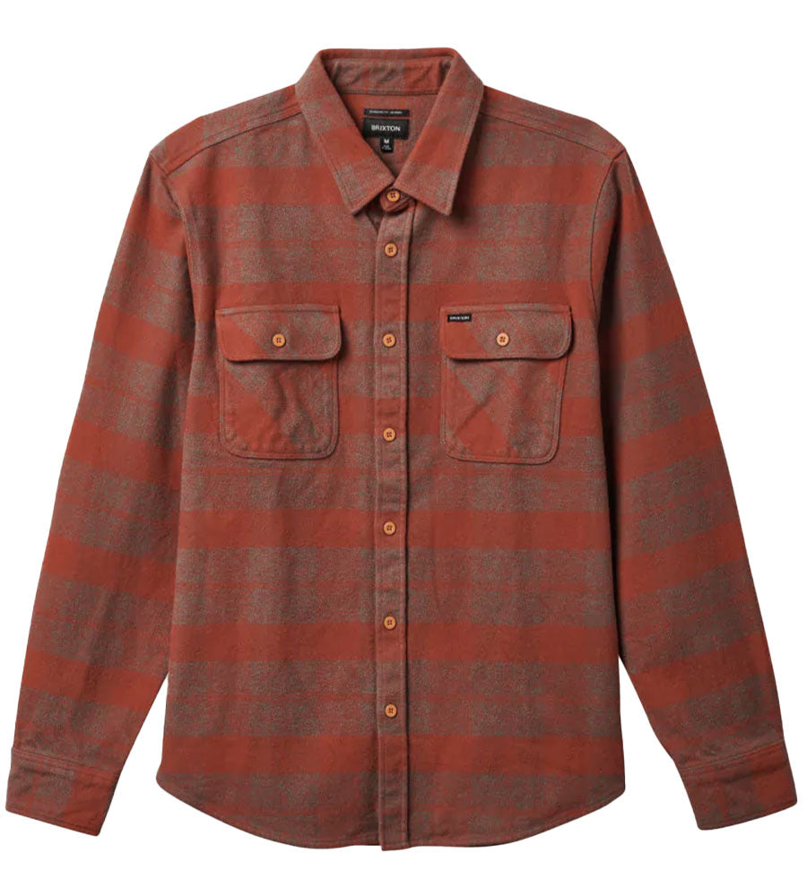 Brixton Bowery Heavy Flannel Shirt - Burnt Henna/Dark Forest