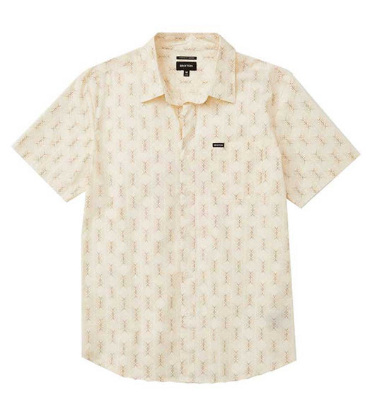 Brixton Charter X Print Short Sleeve Button Shirt - Off White/Cowhide