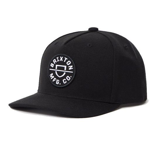 Brixton Crest C Medium Profile Snapback - Black 22