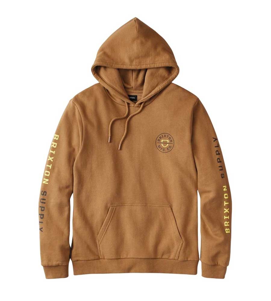 Brixton Crest Hoodie - Mojave/Deep Brown/Limelight