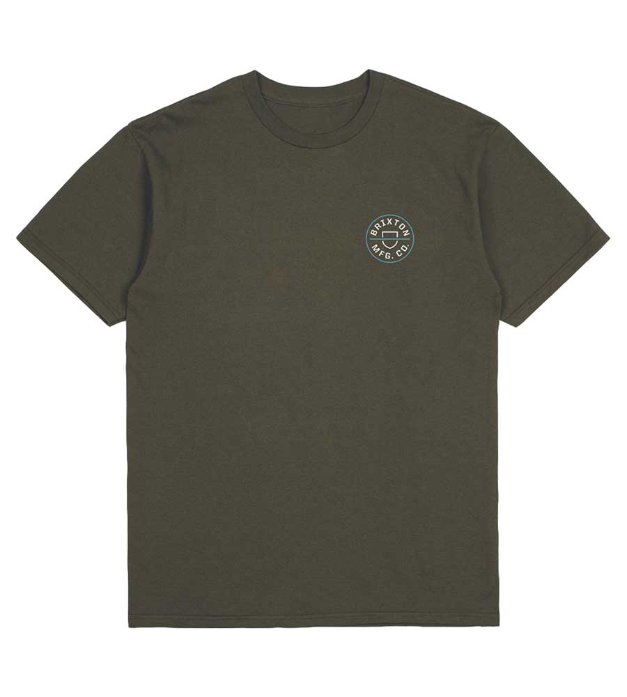 Brixton Crest II T-Shirt - Military Olive/White