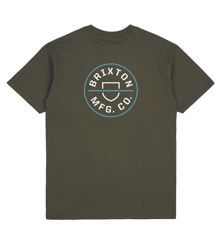 Brixton Crest II T-Shirt - Military Olive/White