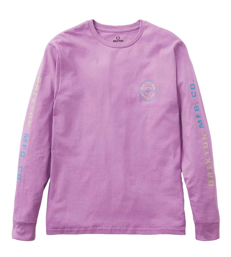 Brixton Crest Long Sleeve T-Shirt - Orchid