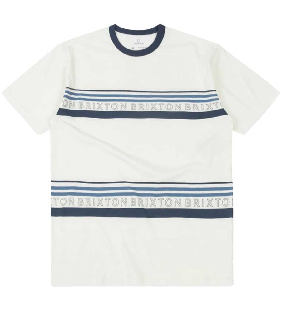 Brixton Hilt Alpha Line Short Sleeve Knit - Off White/Joe Blue/Casa Blanca