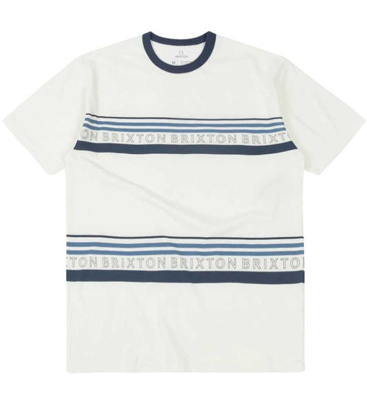 Brixton Hilt Alpha Line Short Sleeve Knit - Off White/Joe Blue/Casa Blanca