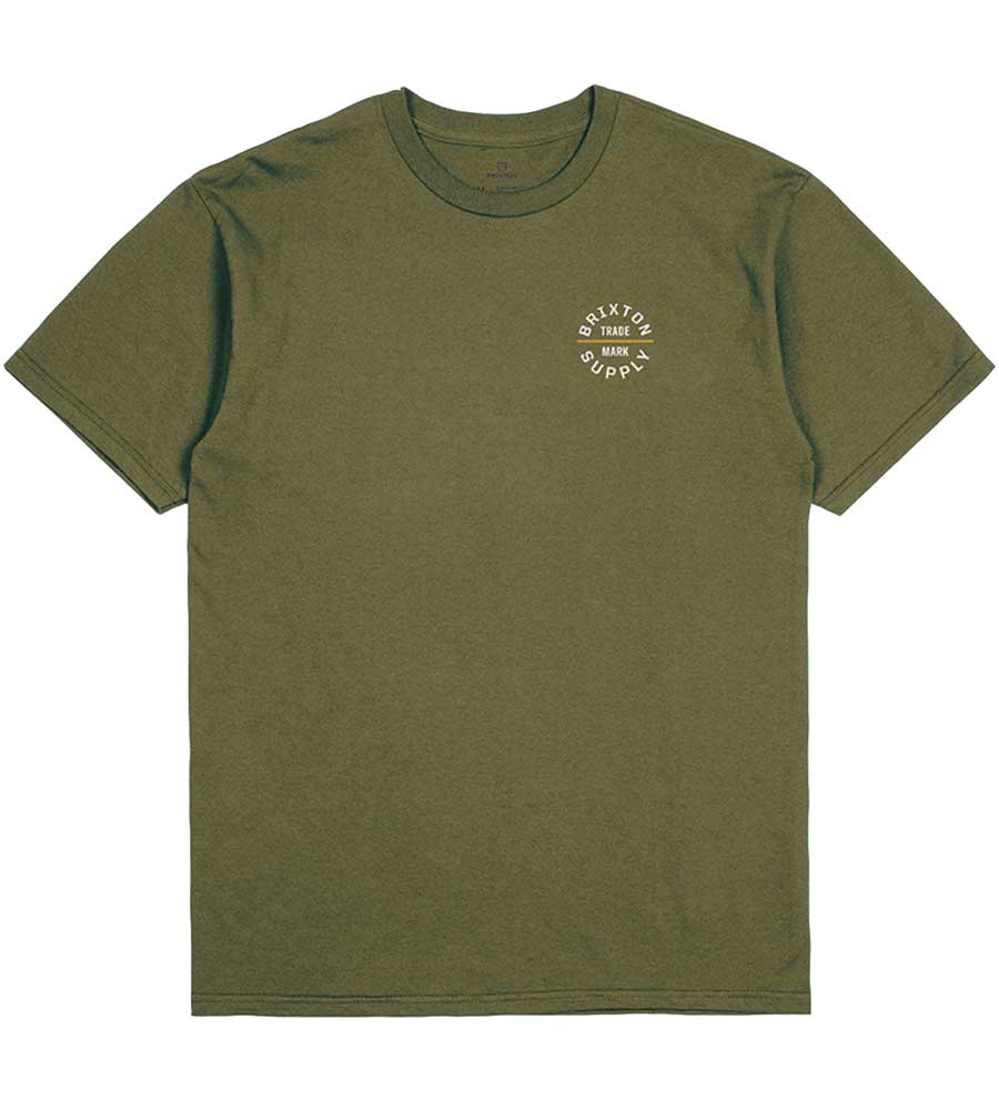 Brixton Oath V T-Shirt - Military Olive/White