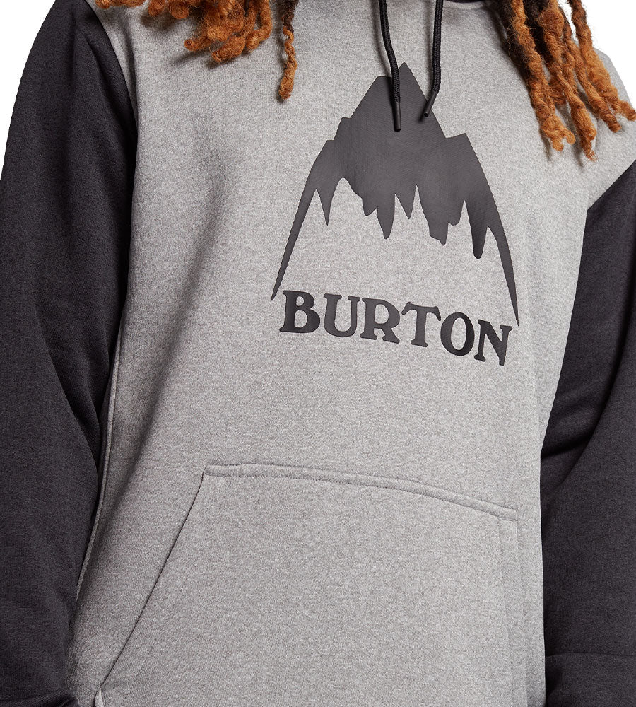 Burton Men's Oak Pullover Hoodie - Gray Heather/True Black 2023