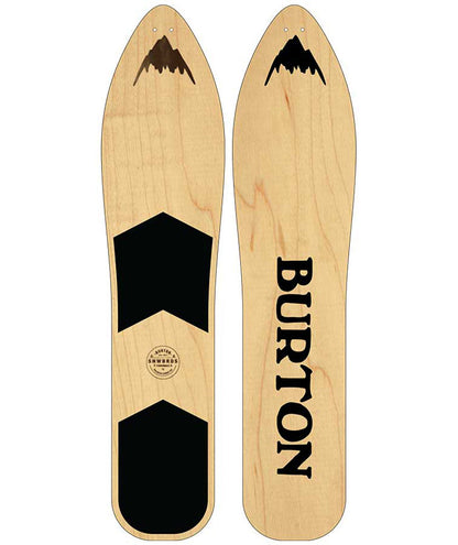 Surf snow in your own backyard.&nbsp;A resurrection of snowboarding's past, the men's Burton The Throwback Snowboard is ride-able piece of history built for surfing snow in your own backyard. While this board is gripped and ready to rip, it is not recommended for riding at resorts or on hardpack or icy conditions. Please consult your resort before riding The Throwback on their trails.