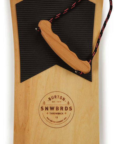 Surf snow in your own backyard.&nbsp;A resurrection of snowboarding's past, the men's Burton The Throwback Snowboard is ride-able piece of history built for surfing snow in your own backyard. While this board is gripped and ready to rip, it is not recommended for riding at resorts or on hardpack or icy conditions. Please consult your resort before riding The Throwback on their trails.