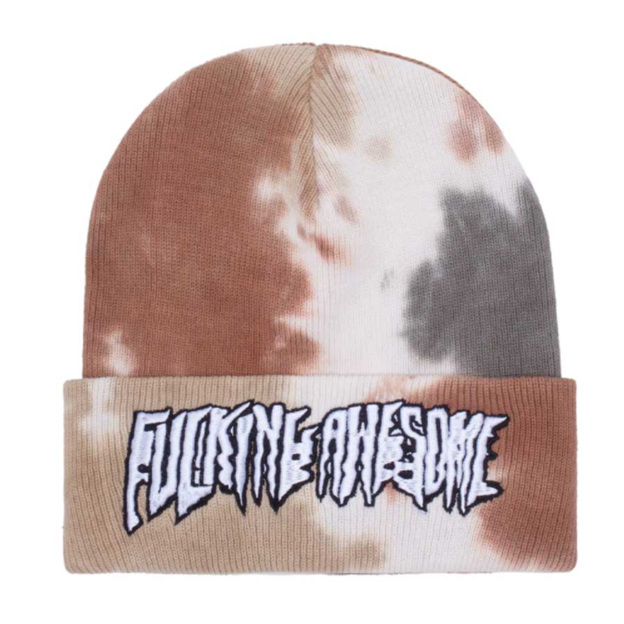 Fucking Awesome Stretch Tie-Dye Cuff Beanie Brown