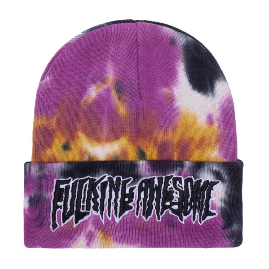 Fucking Awesome Stretch Tie-Dye Cuff Beanie - White