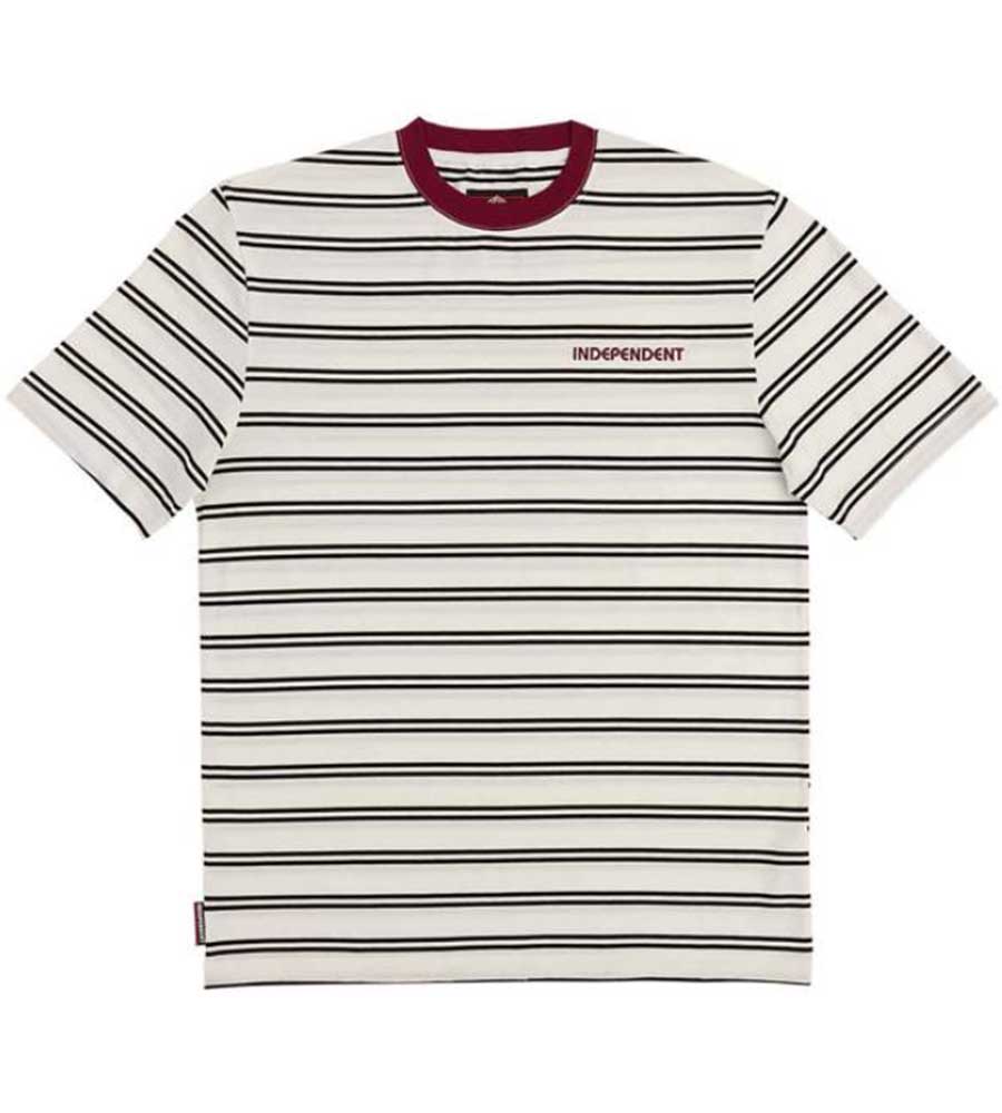 Independent Bauhaus Striped T-Shirt - White/Burgundy