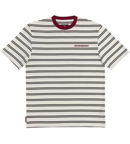 Independent Bauhaus Striped T-Shirt - White/Burgundy