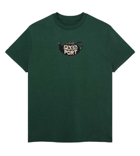 Pass-Port Tea-Pot Embroidery T-Shirt - Forest Green