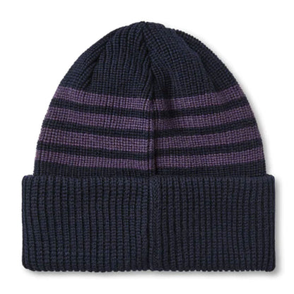 Polar Stripe Merino Wool Beanie Navy/Purple