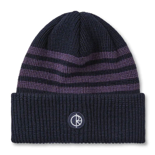 Polar Stripe Merino Wool Beanie Navy/Purple