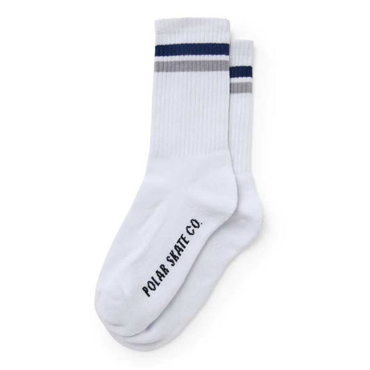 Polar Stripe Socks - White/Navy/Grey