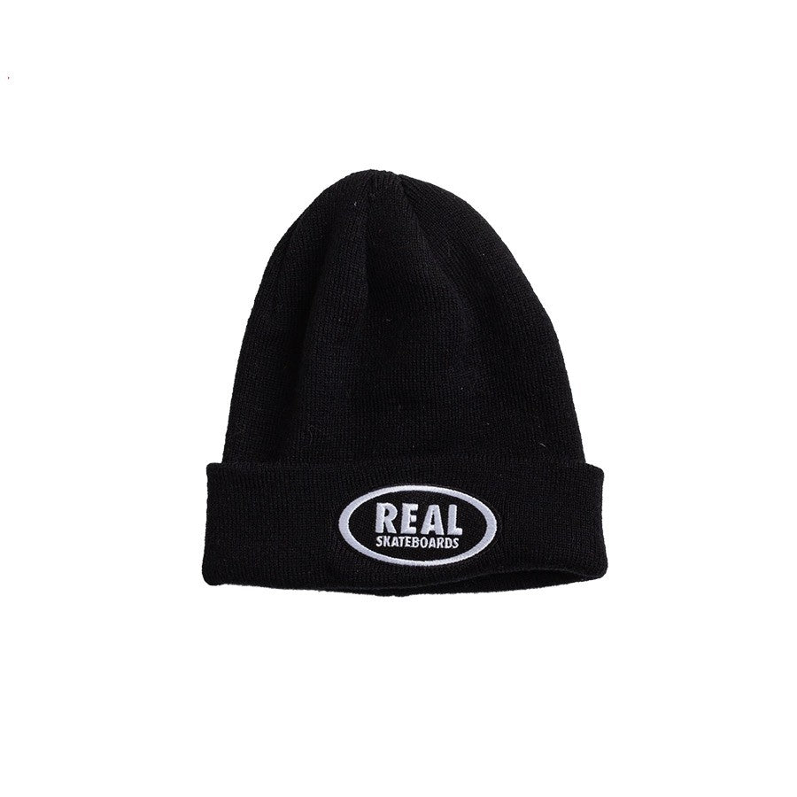 Real Oval Beanie Black/White