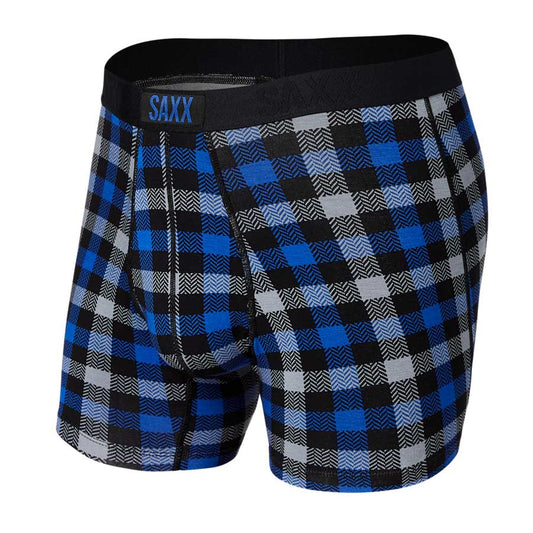 Saxx Vibe Boxer Brief - Blue Flannel Check