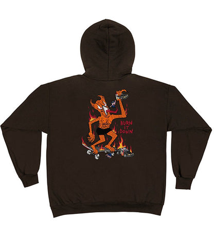 Thrasher Burn It Down Hooded Sweatshirt Dark Chocolate