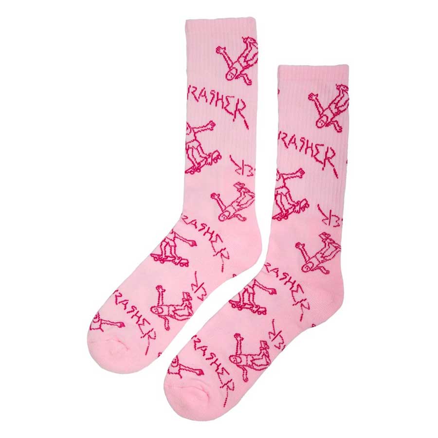 Thrasher Gonz Logo Crew Socks Light Pink