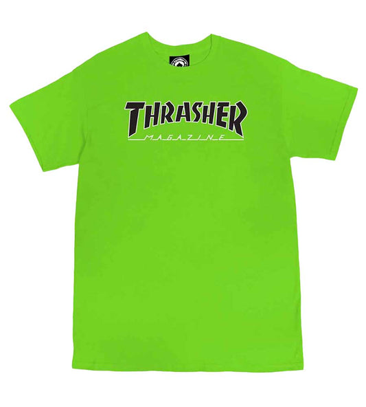 Thrasher Outlined T-Shirt - Lime/Black