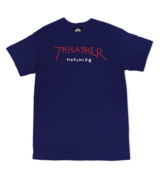 Thrasher Worldwide T-Shirt - Navy/Red