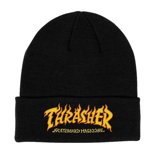 Thrasher Fire Logo Beanie - Black