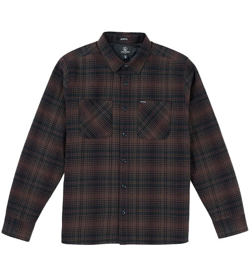 Volcom Overstoned Flannel Button Shirt Mohagany