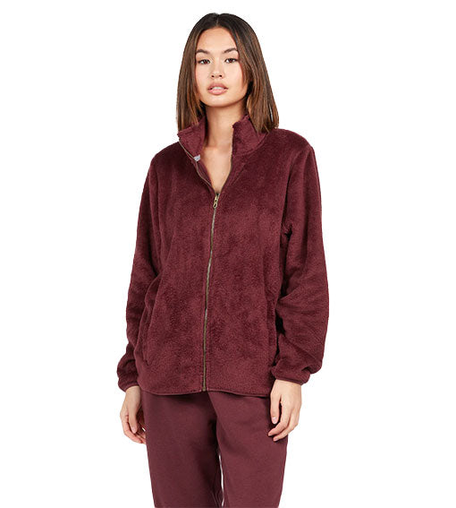 Volcom Women's Pheelin Phuzzy Zip Burgundy