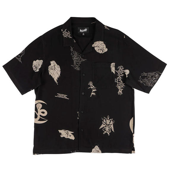 Welcome Flash Rayon Button Shirt Black