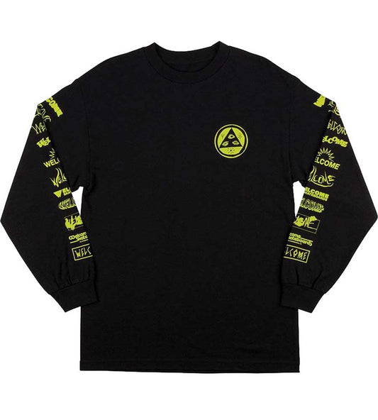 Welcome Sponsed Long Sleeve T-Shirt - Black/Lime